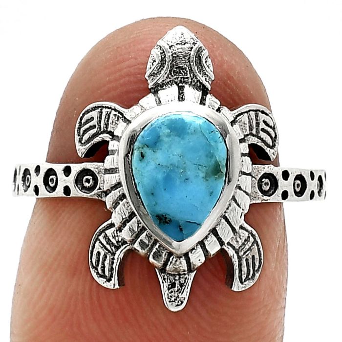 Tortoise - Natural Turquoise Morenci Mine Ring size-7.5 SDR243337 R-1076, 6x8 mm