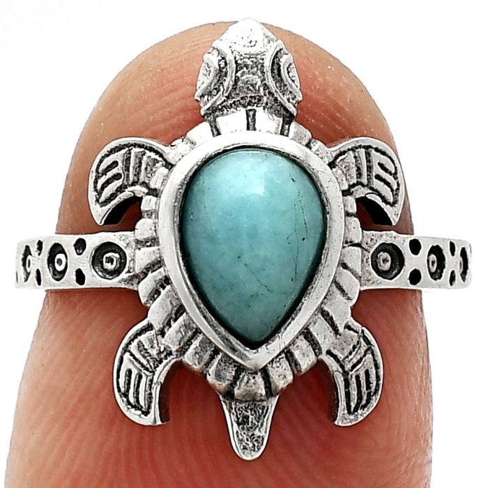 Tortoise - Paraiba Amazonite Ring size-6 SDR243340 R-1076, 6x8 mm