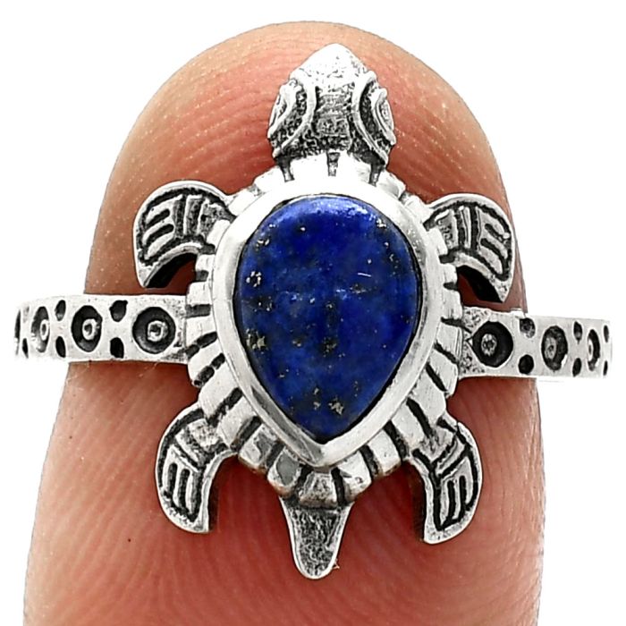 Tortoise - Lapis Lazuli Ring size-8 SDR243348 R-1076, 6x8 mm