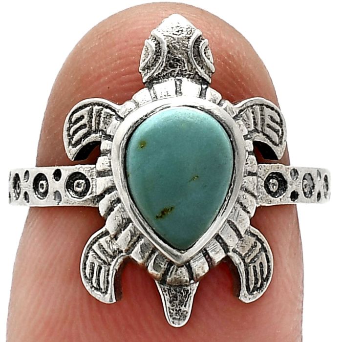 Tortoise - Natural Rare Turquoise Nevada Aztec Mt Ring size-6 SDR243365 R-1076, 6x8 mm