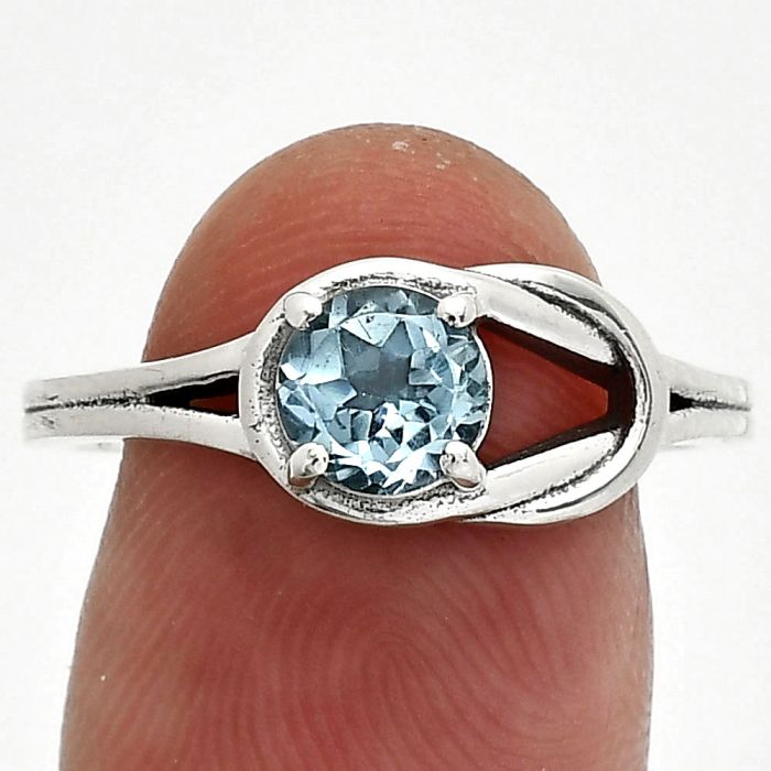 Sky Blue Topaz Ring size-8 SDR243379 R-1215, 6x6 mm