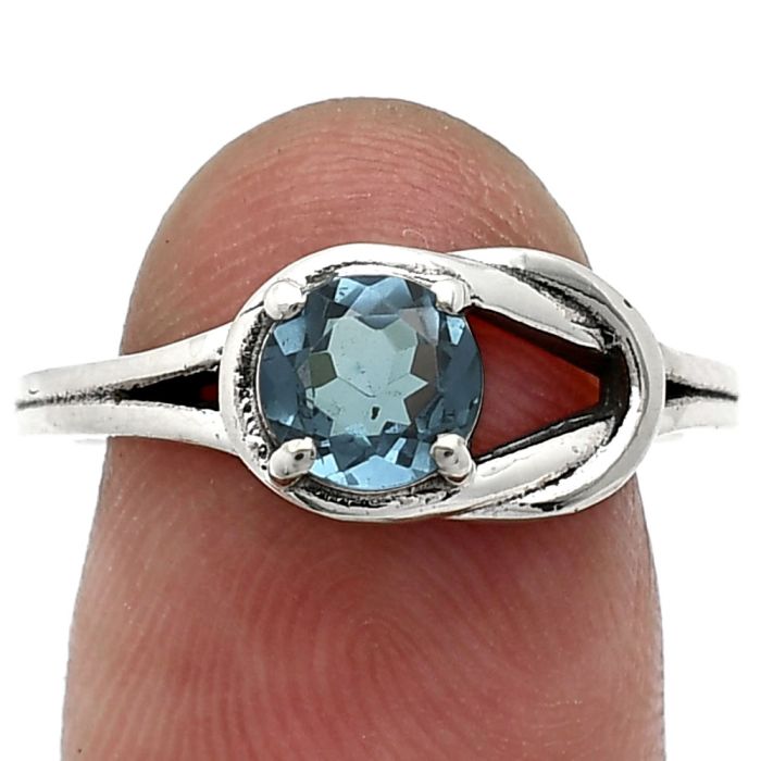 London Blue Topaz Ring size-7.5 SDR243382 R-1215, 6x6 mm