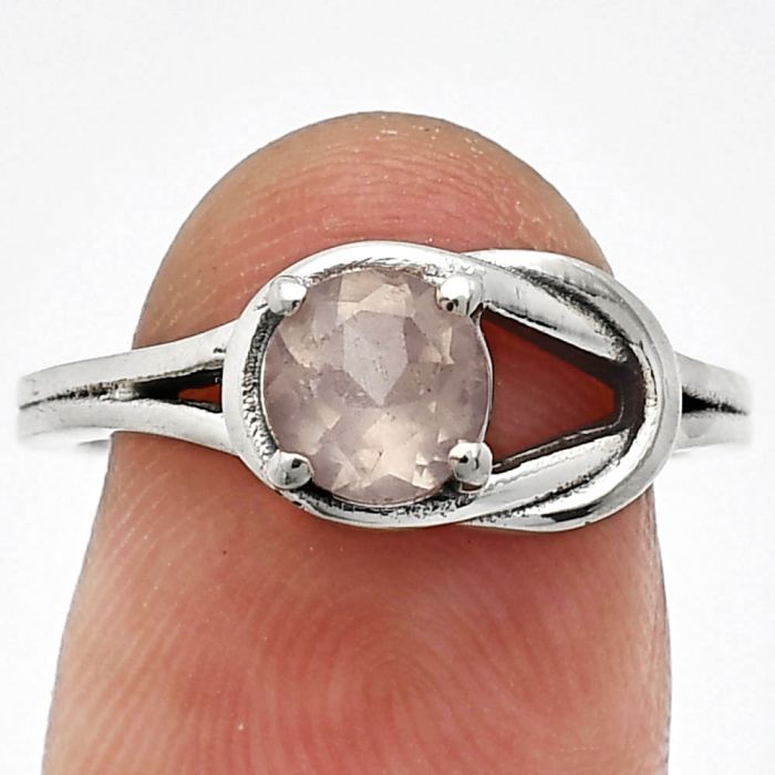 Rose Quartz Ring size-6.5 SDR243387 R-1215, 6x6 mm