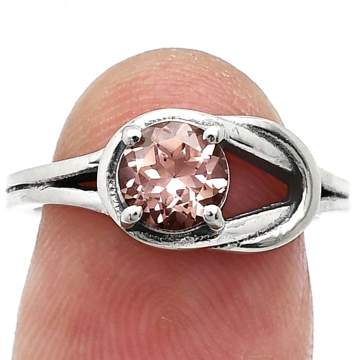 Peach Morganite Ring size-6 SDR243388 R-1215, 6x6 mm