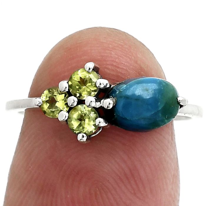 Peruvian Opalina and Peridot Ring size-7 SDR243396 R-1250, 7x5 mm