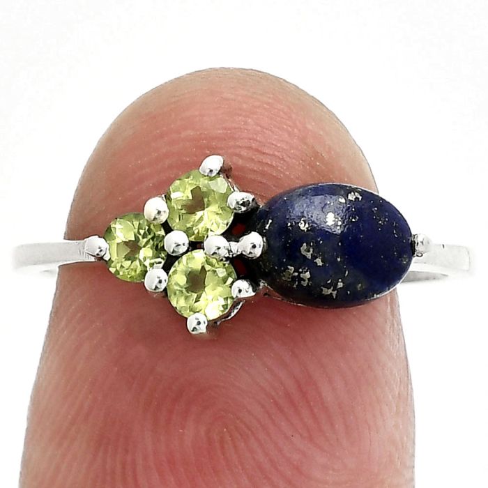 Lapis Lazuli and Peridot Ring size-7.5 SDR243397 R-1250, 7x5 mm