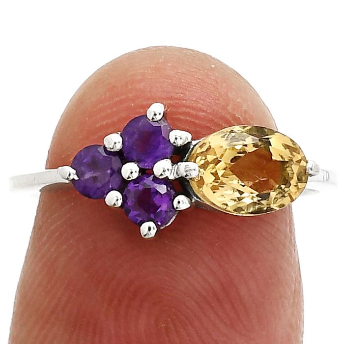 Citrine and Amethyst Ring size-7 SDR243428 R-1250, 7x5 mm