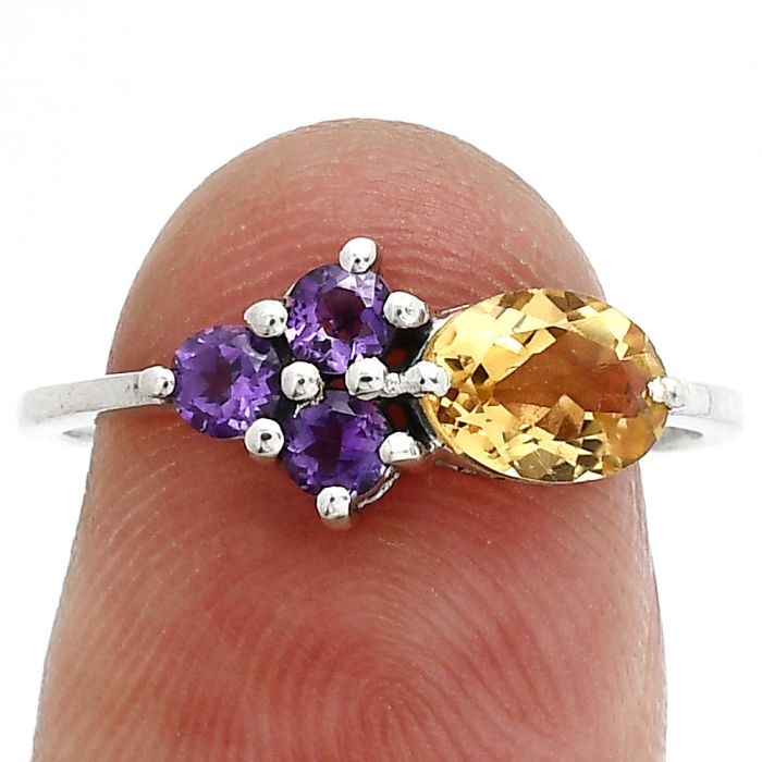 Citrine and Amethyst Ring size-7 SDR243429 R-1250, 7x5 mm