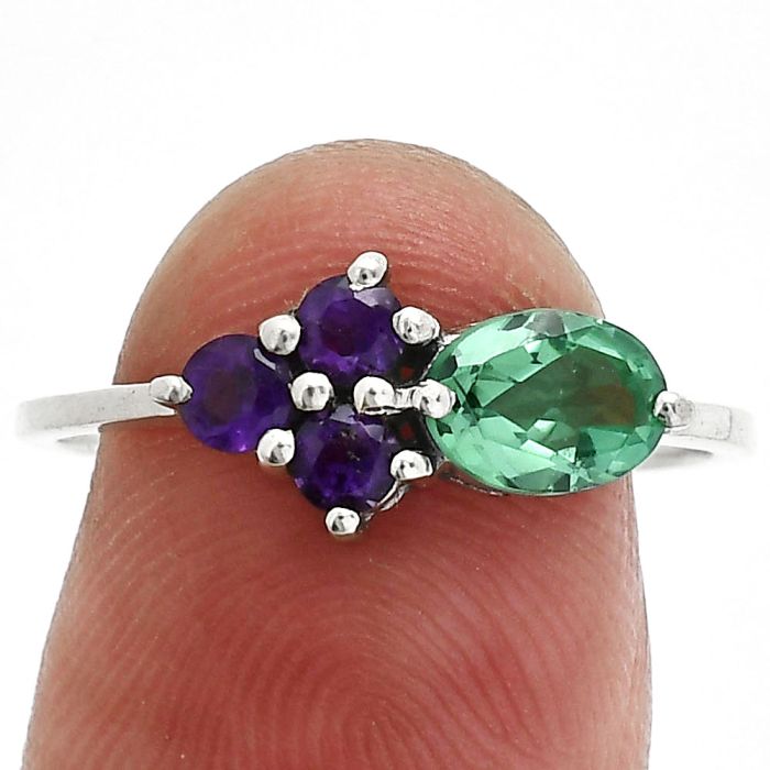 Green Tourmaline and Amethyst Ring size-8 SDR243432 R-1250, 7x5 mm