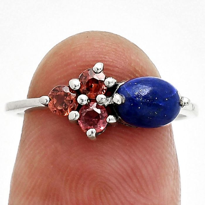 Lapis Lazuli and Garnet Ring size-7 SDR243457 R-1250, 7x5 mm