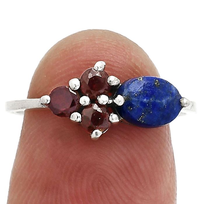 Lapis Lazuli and Garnet Ring size-7 SDR243467 R-1250, 7x5 mm