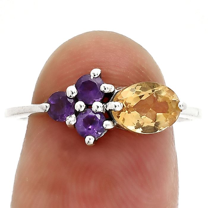 Citrine and Amethyst Ring size-8 SDR243483 R-1250, 7x5 mm