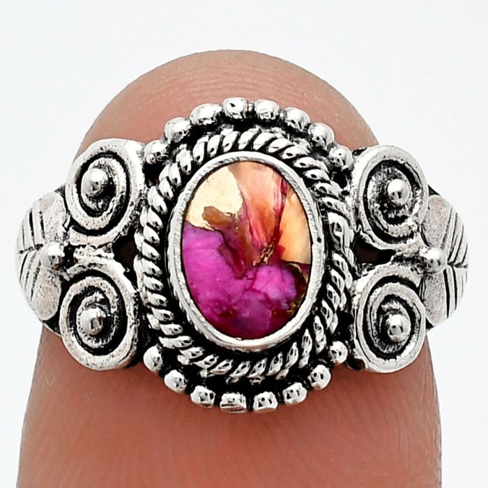 Kingman Pink Dahlia Turquoise Ring size-6 SDR243579 R-1280, 7x5 mm