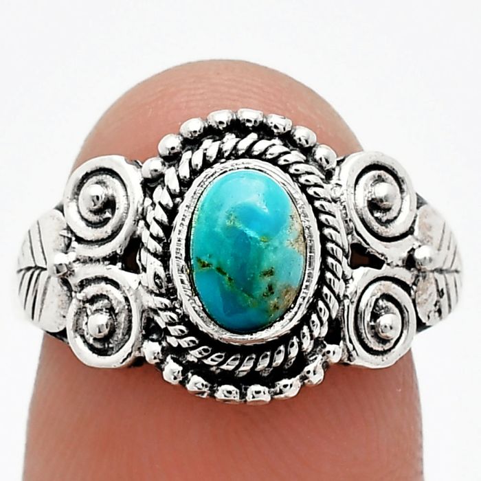 Natural Rare Turquoise Nevada Aztec Mt Ring size-7.5 SDR243586 R-1280, 7x5 mm