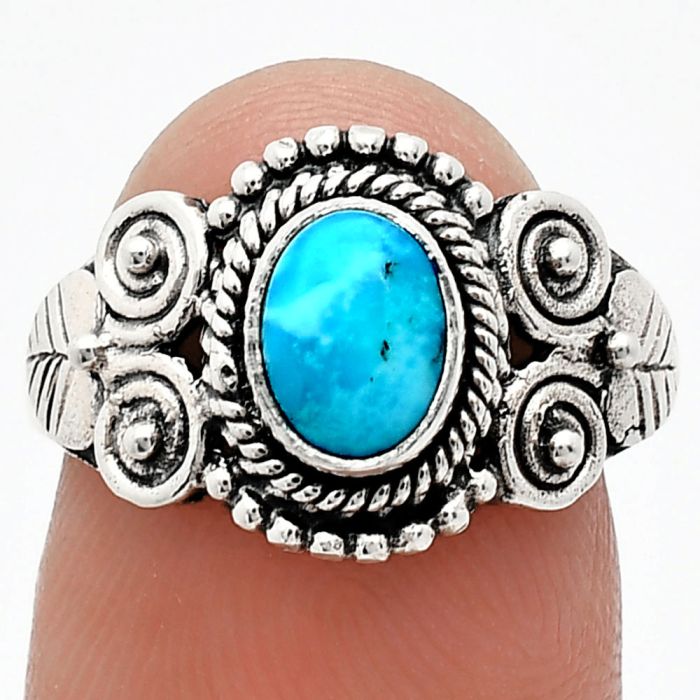 Natural Rare Turquoise Nevada Aztec Mt Ring size-7 SDR243593 R-1280, 7x5 mm