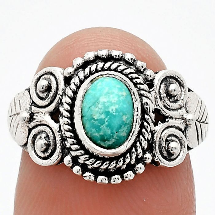 Natural Rare Turquoise Nevada Aztec Mt Ring size-7.5 SDR243594 R-1280, 7x5 mm