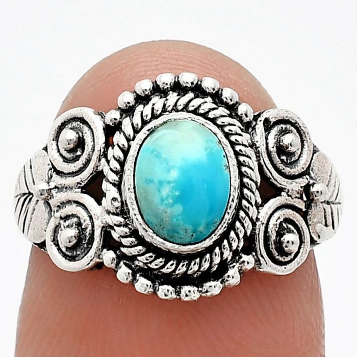 Natural Rare Turquoise Nevada Aztec Mt Ring size-6 SDR243596 R-1280, 7x5 mm