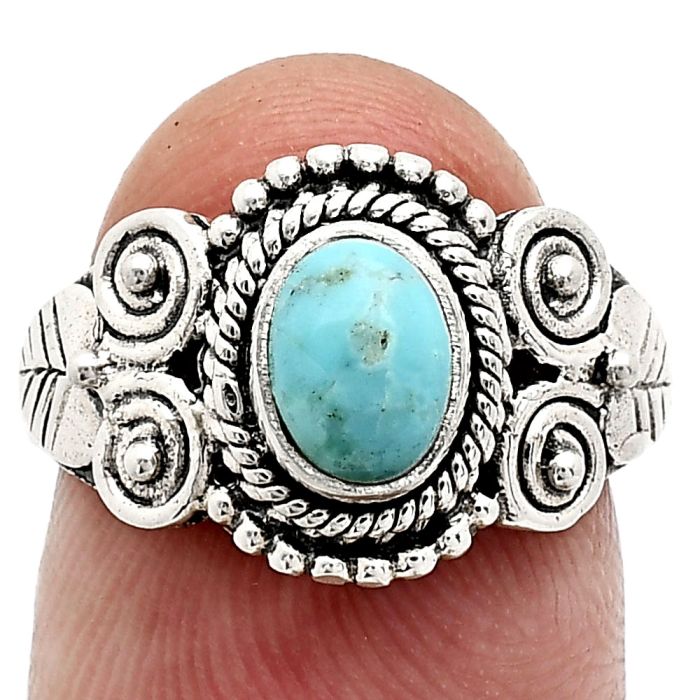 Natural Rare Turquoise Nevada Aztec Mt Ring size-7 SDR243614 R-1280, 7x5 mm