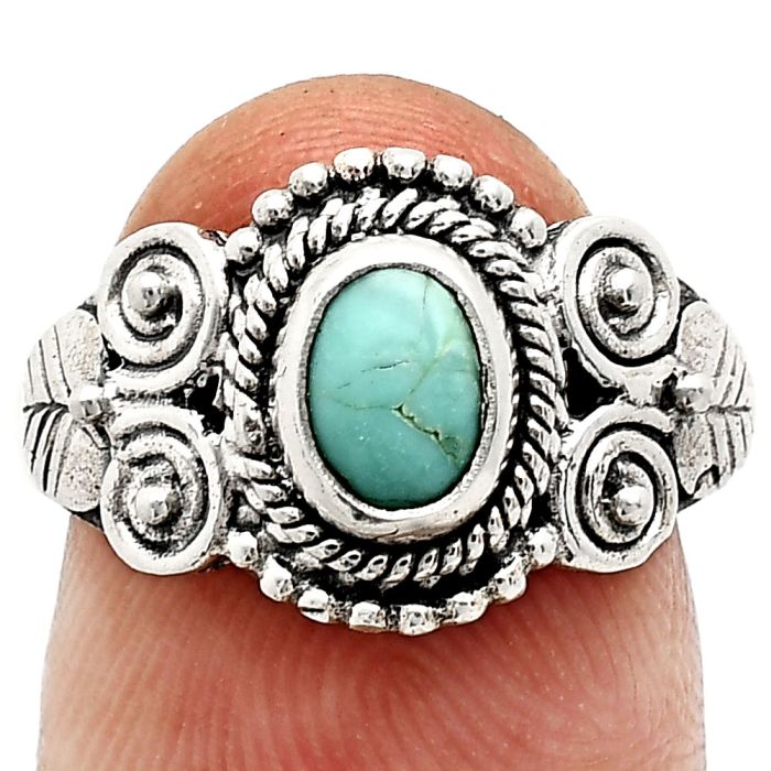 Natural Rare Turquoise Nevada Aztec Mt Ring size-7.5 SDR243615 R-1280, 7x5 mm