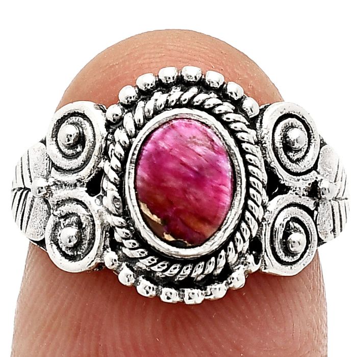 Kingman Pink Dahlia Turquoise Ring size-6 SDR243619 R-1280, 7x5 mm