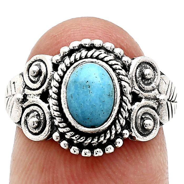 Natural Rare Turquoise Nevada Aztec Mt Ring size-7 SDR243620 R-1280, 7x5 mm