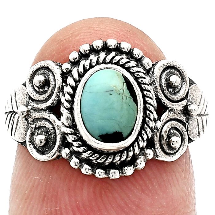 Lucky Charm Tibetan Turquoise Ring size-7 SDR243622 R-1280, 7x5 mm