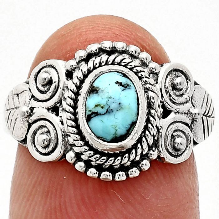 Lucky Charm Tibetan Turquoise Ring size-8 SDR243625 R-1280, 7x5 mm