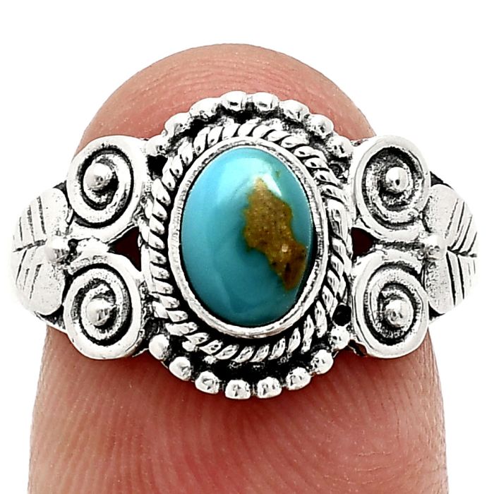 Natural Rare Turquoise Nevada Aztec Mt Ring size-8 SDR243626 R-1280, 7x5 mm