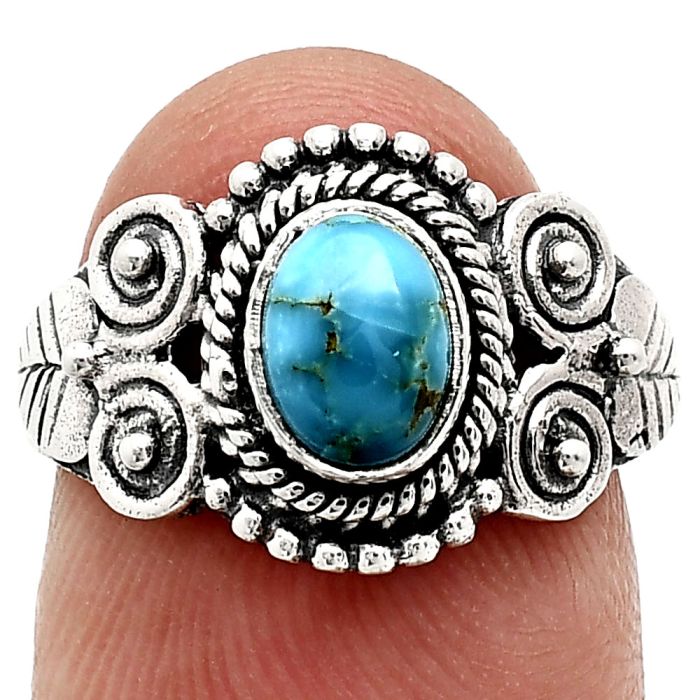 Natural Rare Turquoise Nevada Aztec Mt Ring size-7 SDR243627 R-1280, 7x5 mm