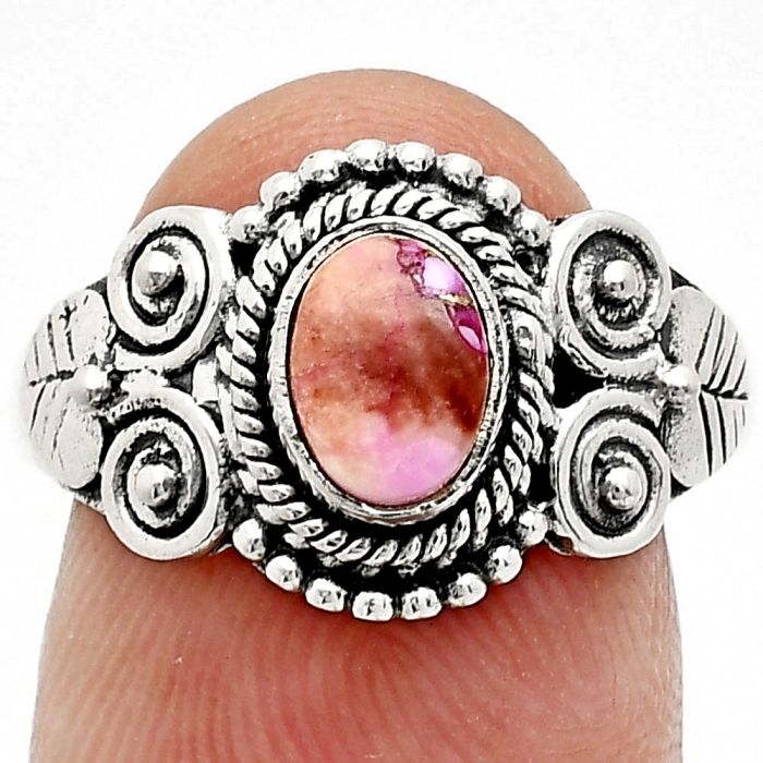 Kingman Pink Dahlia Turquoise Ring size-8 SDR243629 R-1280, 7x5 mm