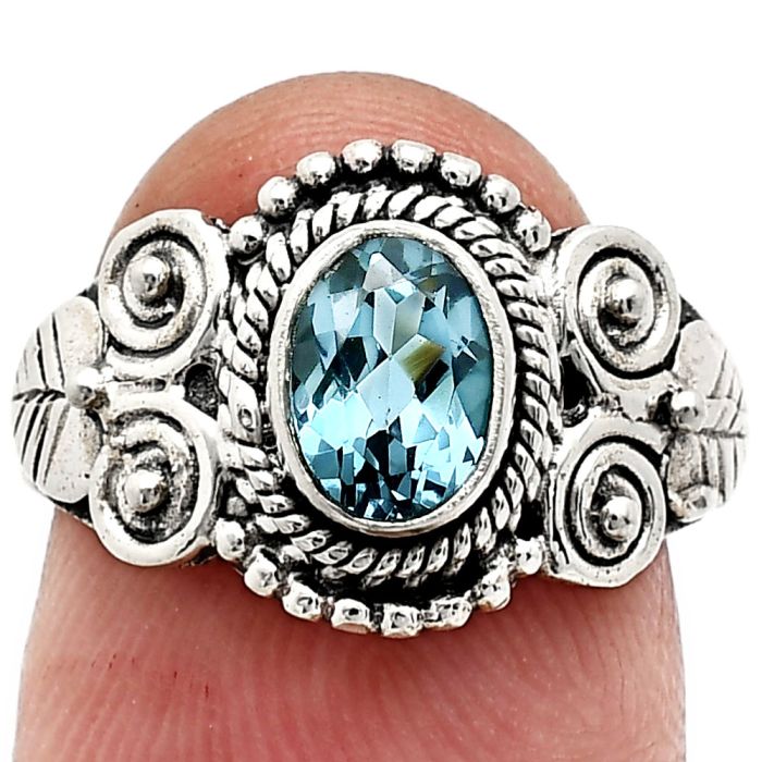 London Blue Topaz Ring size-8 SDR243651 R-1280, 7x5 mm