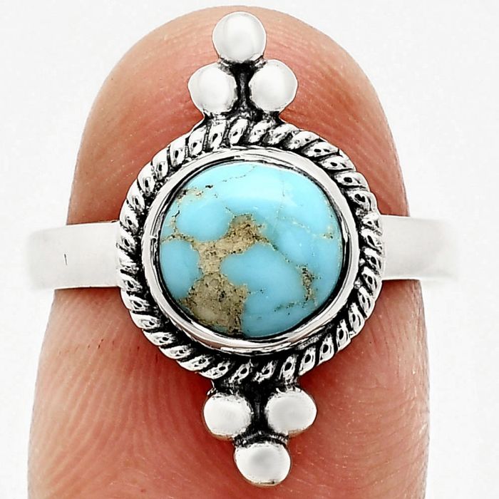 Natural Rare Turquoise Nevada Aztec Mt Ring size-7.5 SDR243691 R-1127, 8x8 mm