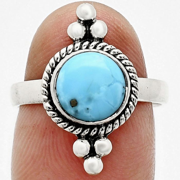 Kingman Turquoise With Pyrite Ring size-7 SDR243696 R-1127, 8x8 mm