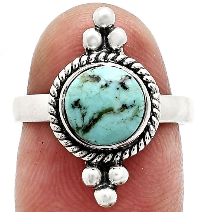 Natural Turquoise Morenci Mine Ring size-7 SDR243702 R-1127, 8x8 mm