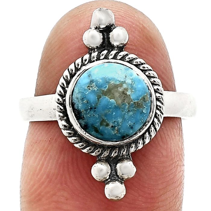 Natural Rare Turquoise Nevada Aztec Mt Ring size-7.5 SDR243704 R-1127, 8x8 mm