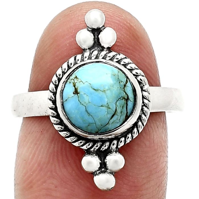 Natural Rare Turquoise Nevada Aztec Mt Ring size-8 SDR243706 R-1127, 8x8 mm