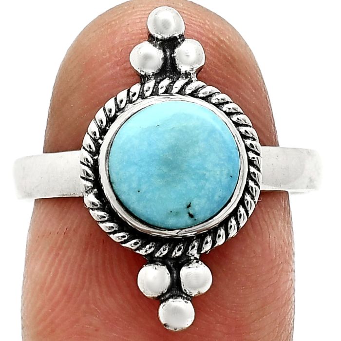 Natural Rare Turquoise Nevada Aztec Mt Ring size-8.5 SDR243722 R-1127, 8x8 mm