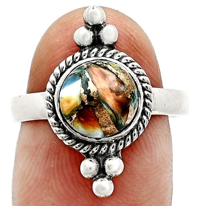 Spiny Oyster Turquoise Ring size-8 SDR243730 R-1127, 8x8 mm