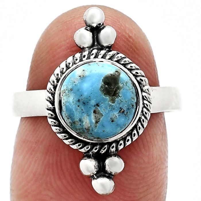 Kingman Turquoise With Pyrite Ring size-7 SDR243733 R-1127, 8x8 mm