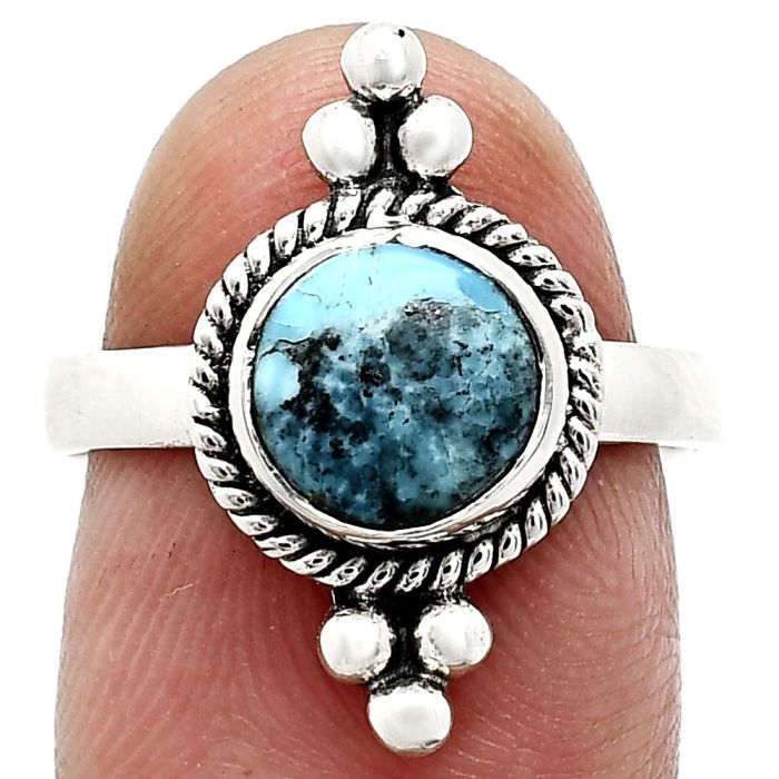 Natural Turquoise Morenci Mine Ring size-7.5 SDR243734 R-1127, 8x8 mm