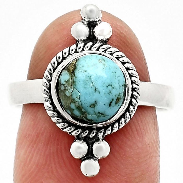 Natural Turquoise Morenci Mine Ring size-8 SDR243737 R-1127, 8x8 mm