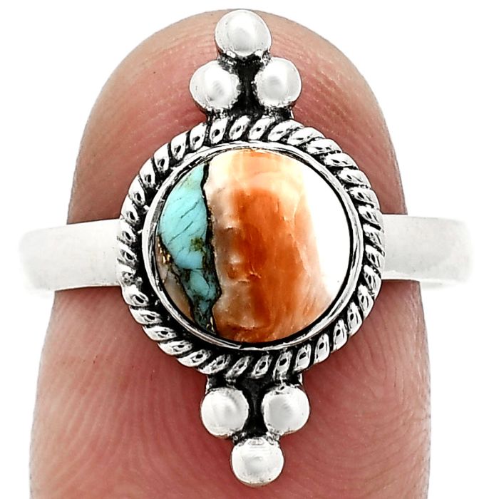 Spiny Oyster Turquoise Ring size-8 SDR243740 R-1127, 8x8 mm