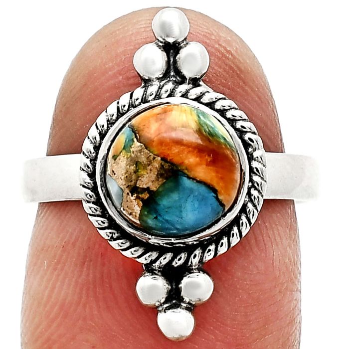 Spiny Oyster Turquoise Ring size-7 SDR243747 R-1127, 8x8 mm