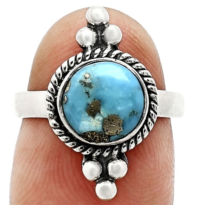 Kingman Turquoise With Pyrite Ring size-6 SDR243749 R-1127, 8x8 mm