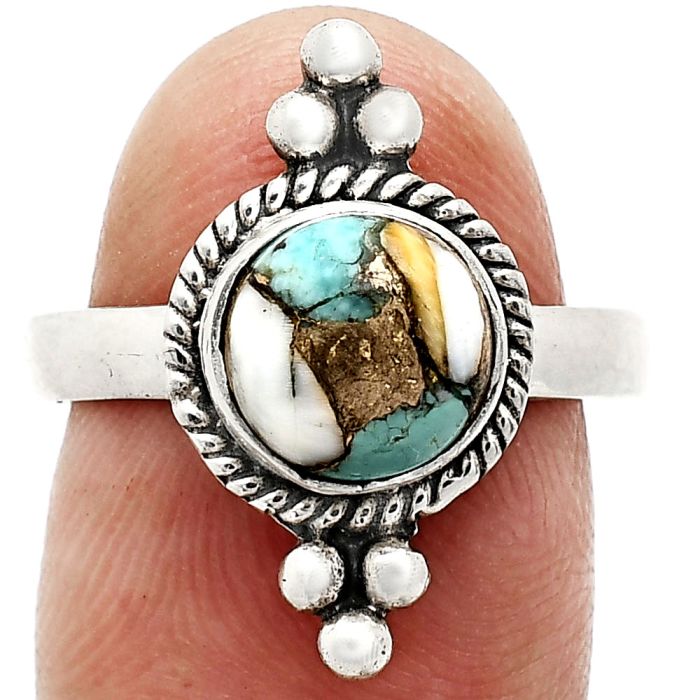 Spiny Oyster Turquoise Ring size-8 SDR243759 R-1127, 8x8 mm