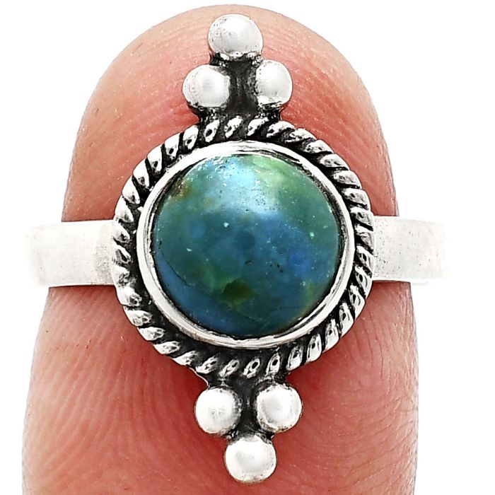 Azurite Chrysocolla Ring size-7.5 SDR243761 R-1127, 8x8 mm