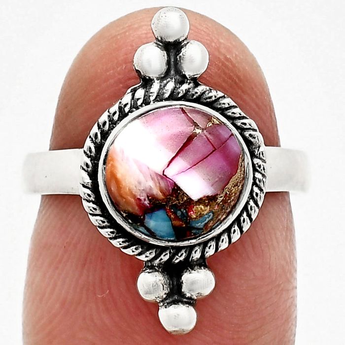 Kingman Pink Dahlia Turquoise Ring size-6 SDR243762 R-1127, 8x8 mm