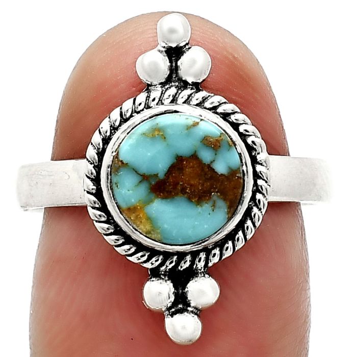 Natural Rare Turquoise Nevada Aztec Mt Ring size-8 SDR243763 R-1127, 8x8 mm