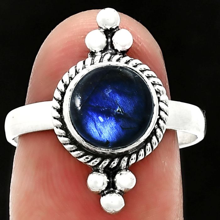 Blue Fire Labradorite Ring size-8 SDR243765 R-1127, 8x8 mm