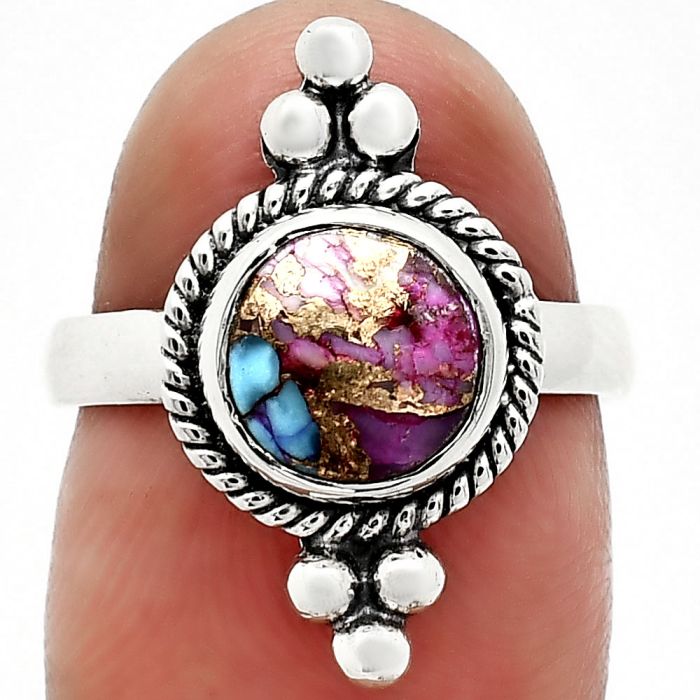 Kingman Pink Dahlia Turquoise Ring size-6 SDR243767 R-1127, 8x8 mm